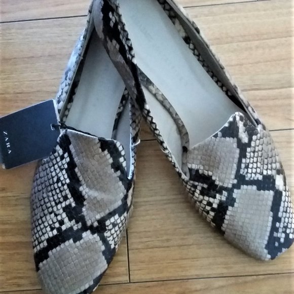 Zara Collection Leather Snakeskin Pattern Loafers - Picture 5 of 5